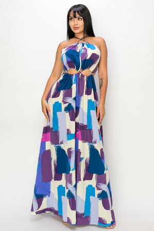 Printed maxi halter dress