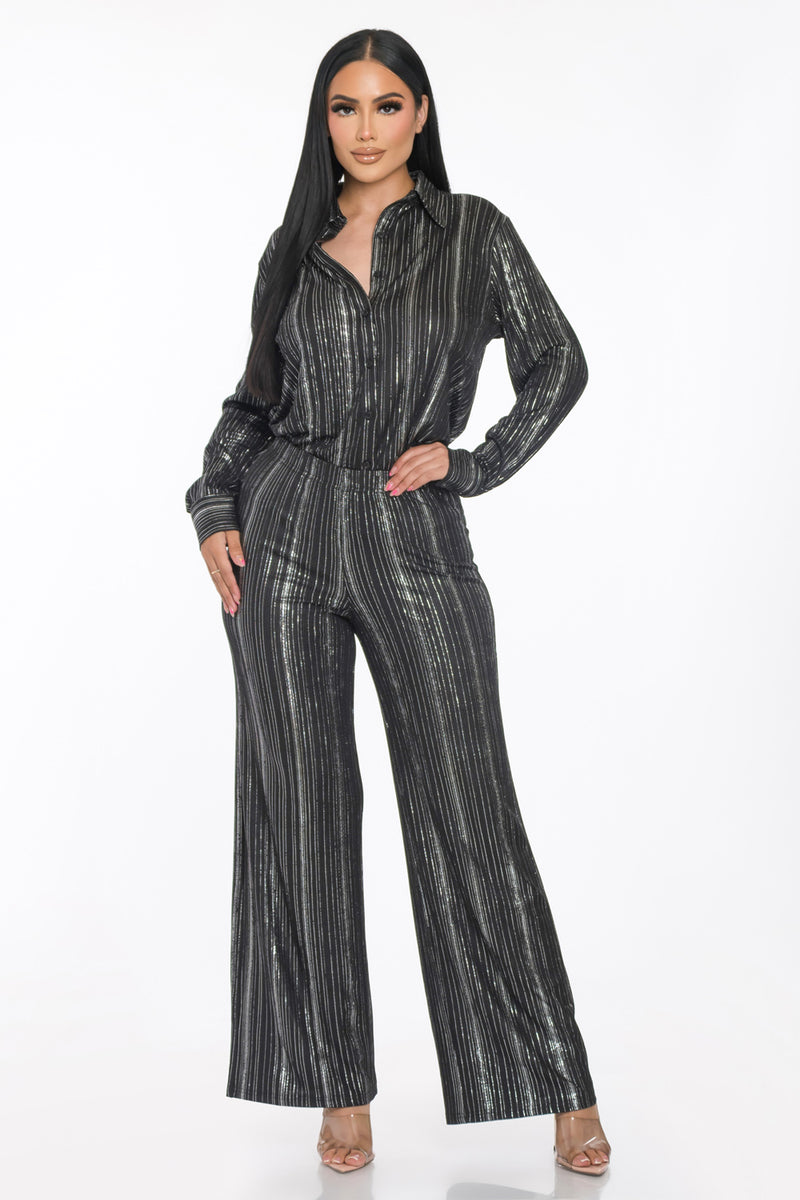 Pleated shirt and pant set