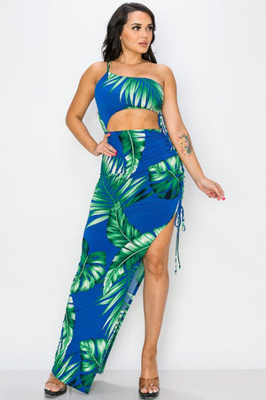 Tropical One Shoulder Maxi Dress