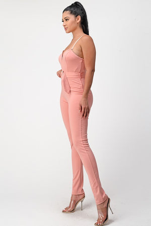 Sweetheart Belted Bodycon Jumpsuit
