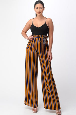 Striped Combo Paperbag Waist Jumpsuit