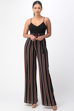 Striped Combo Paperbag Waist Jumpsuit