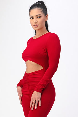 Solid Bodycon Cutout Jumpsuit