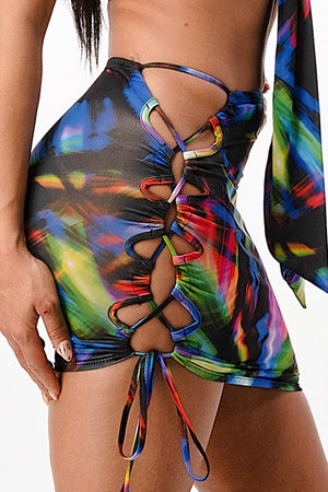 Kaleidoscope Bandeau Top Mini Skirt Set