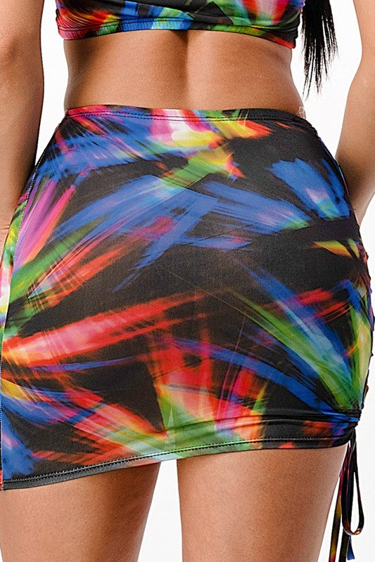 Kaleidoscope Bandeau Top Mini Skirt Set
