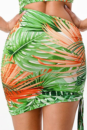 Tropical Cut Out Bodycon Mini Dress