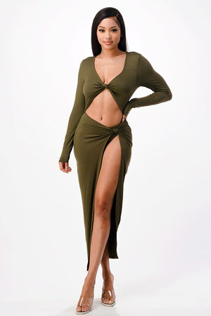 Knotted Bodycon Midi Dress