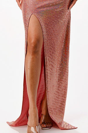 Sequin Asymmetrical Cut Out Maxi Dress