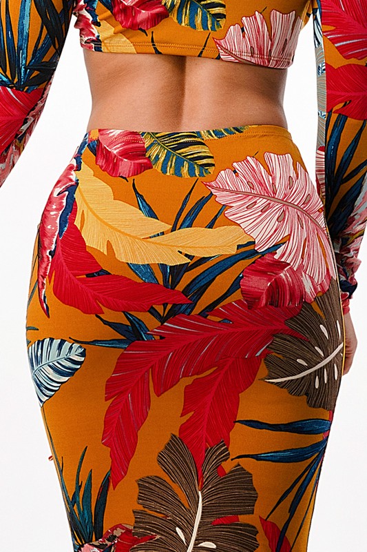 Tropical Keyhole Skirt Set