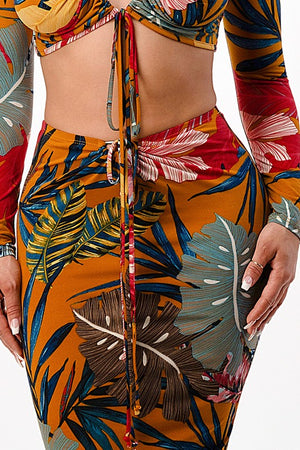 Tropical Keyhole Skirt Set