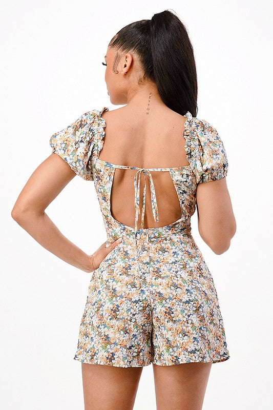 Floral Puff Sleeve Romper