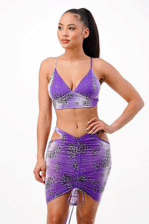 Purple Snake Skirt Set