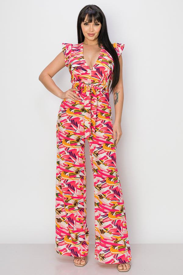 SLEEVELESS JUMPSUIT WITH FLORAL PRINT
