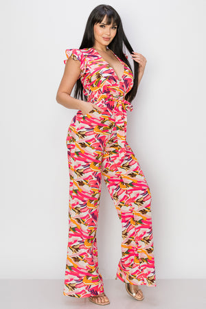 SLEEVELESS JUMPSUIT WITH FLORAL PRINT