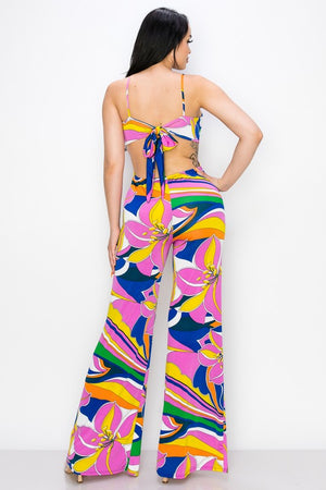 Flower Power Cut Out Spaghetti Strap Jumpsuit