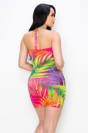 Neon Tropical Mini Dress
