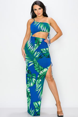 Tropical One Shoulder Maxi Dress